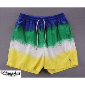 Polo Ralph Lauren Shorts Mens gradient Color Swim Trunks Swim Pockets Sz L